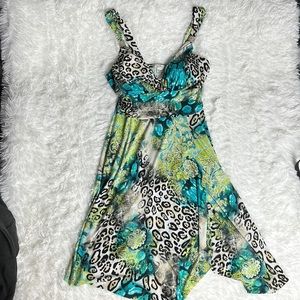 Labella Cheetah Green and Blue Tank Dress